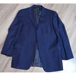 Burberry London Kensington Men 40R Navy Blue Wool Cashmere Pinstripe Blazer Coat